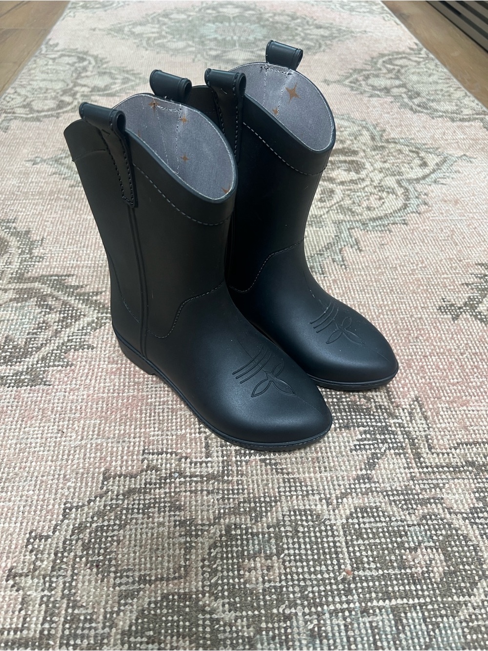 Dakota Ridge Black Cowgirl Mid-Calf Rain Boots Size 1 NEW !!! so cute